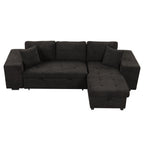 Modern L-Shaped Pull-Out Sectional Sofa Bed with Reversible Chaise, Storage and 2 Stools for Living Room Apartment
