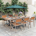Modern Outdoor 7-piece Dining Set with Six Chairs and a Extendable Table for Patio