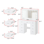 Modern White Makeup Vanity Fold Mirror Adjustable Lighting Dressing - 40.2x54.1