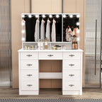 Modern White Makeup Vanity Fold Mirror Adjustable Lighting Dressing - 40.2x54.1
