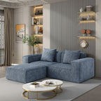 Modular Convertible Sofa Bed 2 Seater Gray Corduroy Velvet