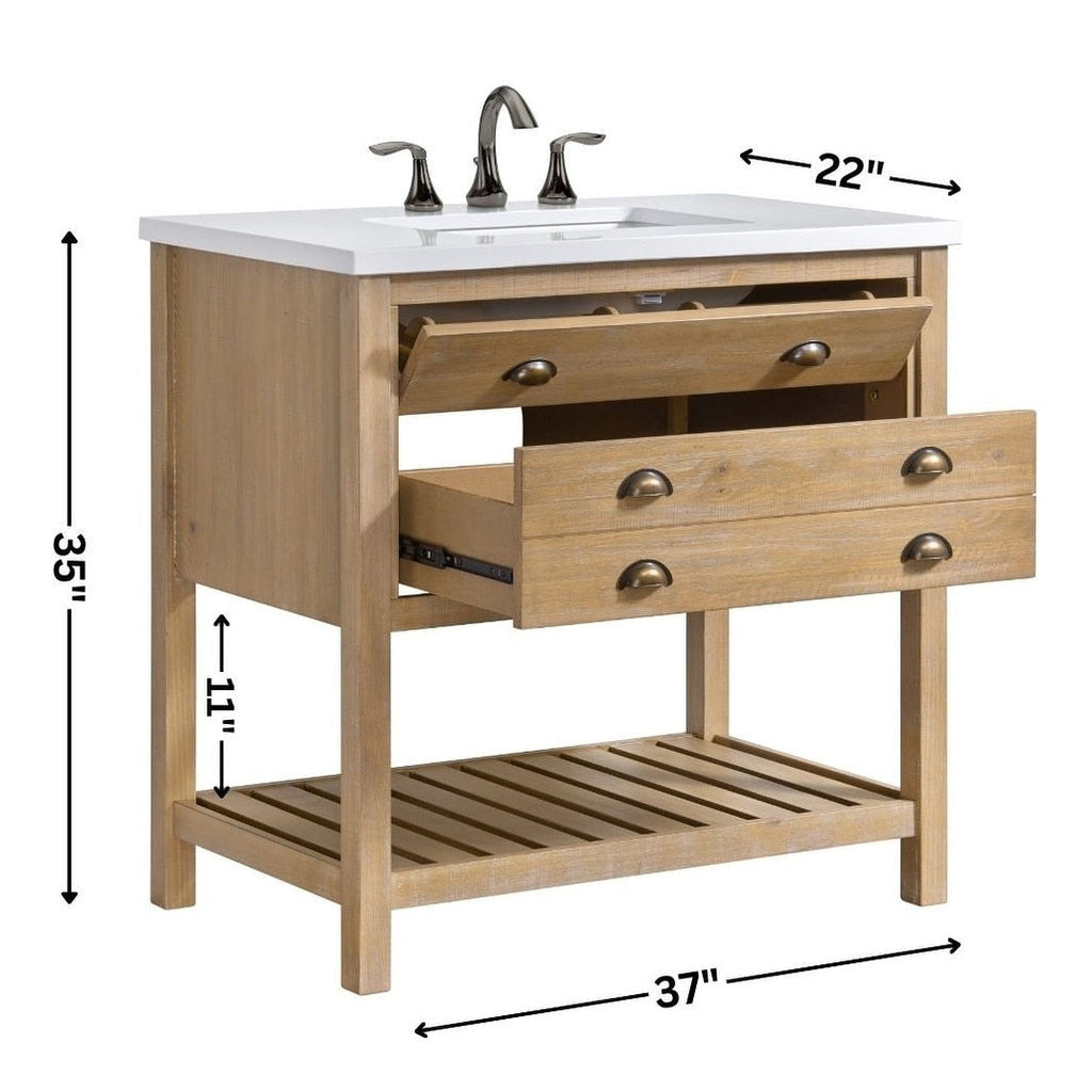 Monterey 37 Farmhouse Single Bathroom Vanity with Top