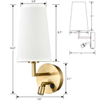 Morbihan Wall Sconce Set of 2 Fabric Wall Lamp with USB Port and Switch