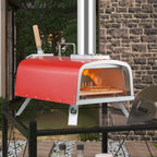 Multi-Fuel Outdoor Pizza Oven Stonebaked Pizza Maker with Gas Burner & Wood Box - 12 inch