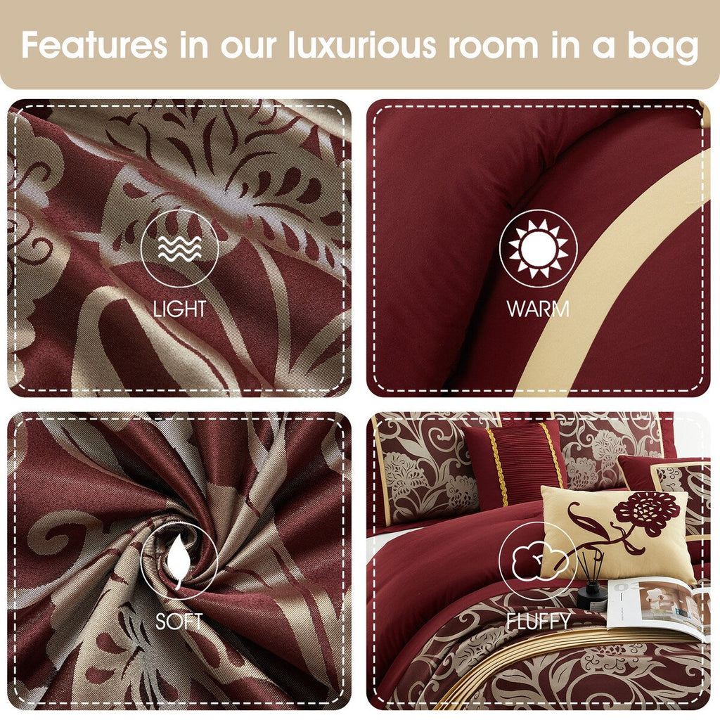 Nanshing Brie 9 Piece Floral Jacquard Comforter Set