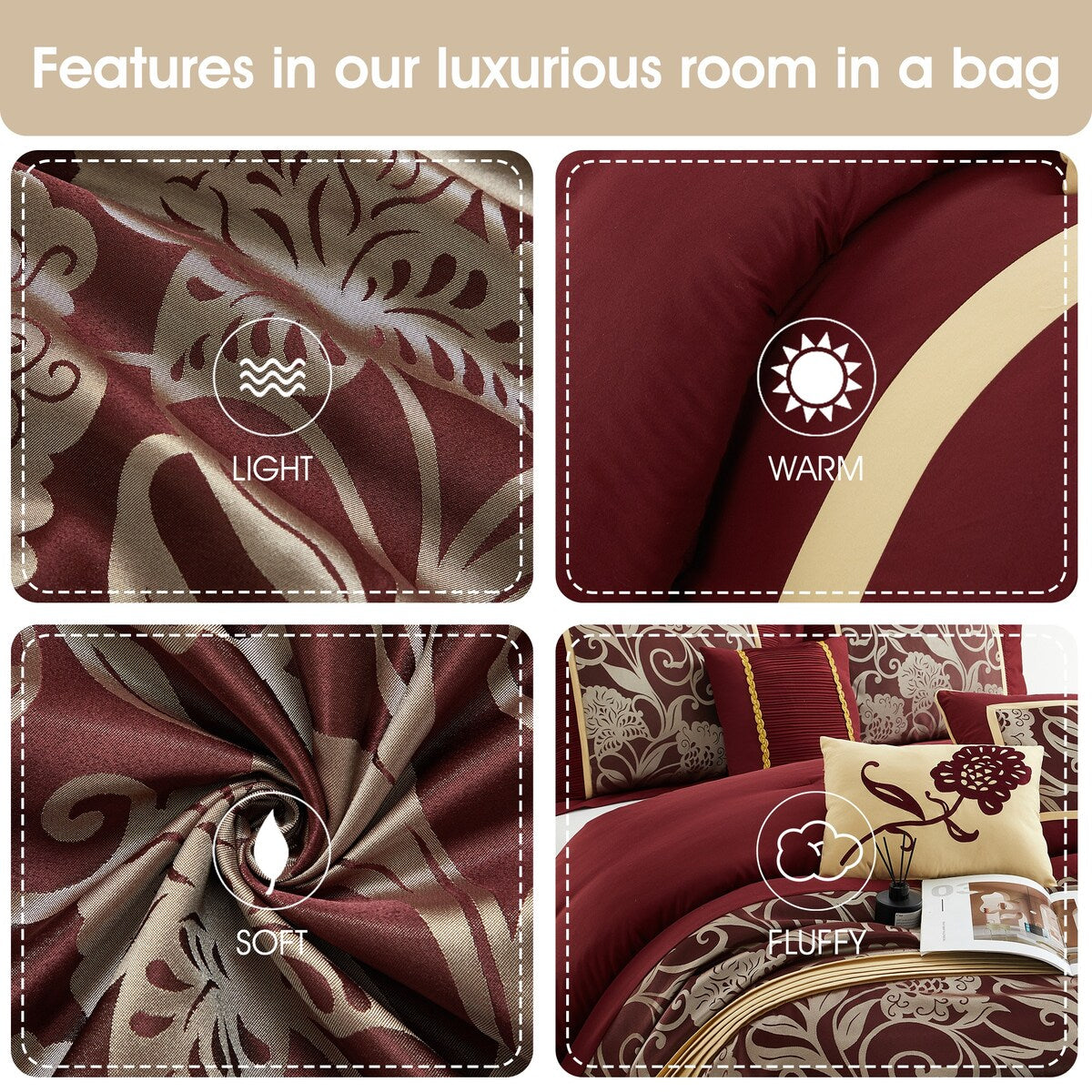 Nanshing Brie 9 Piece Floral Jacquard Comforter Set