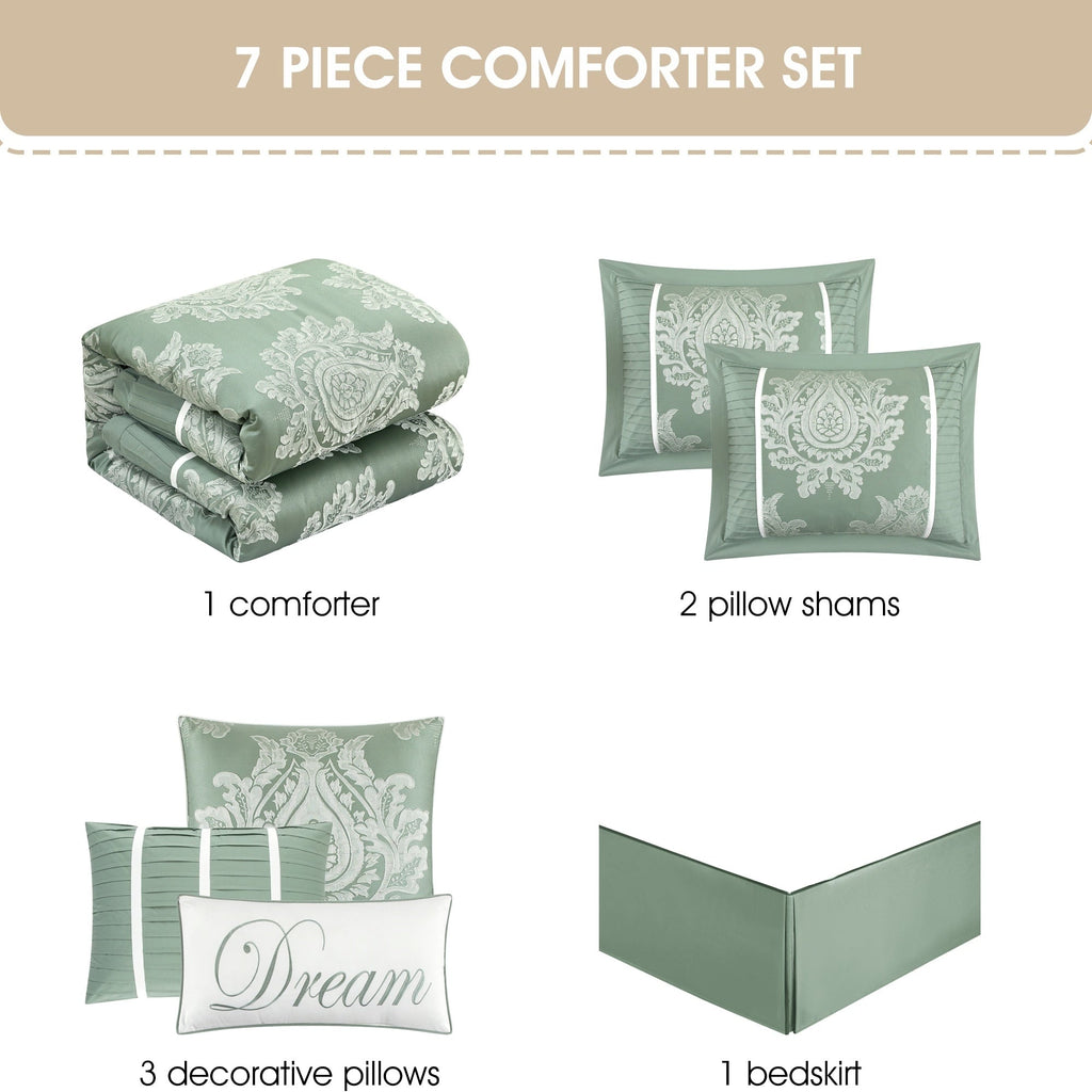 Nanshing Tiana 7 Piece Traditional Damask Comforter Set