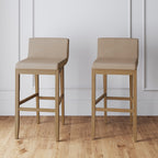 Gracie Modern Bar Stool, Boucle Upholstered Chair and Brushed Wooden Legs