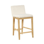 Gracie Modern Bar Stool, Boucle Upholstered Chair and Brushed Wooden Legs
