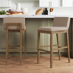 Gracie Modern Bar Stool, Boucle Upholstered Chair and Brushed Wooden Legs