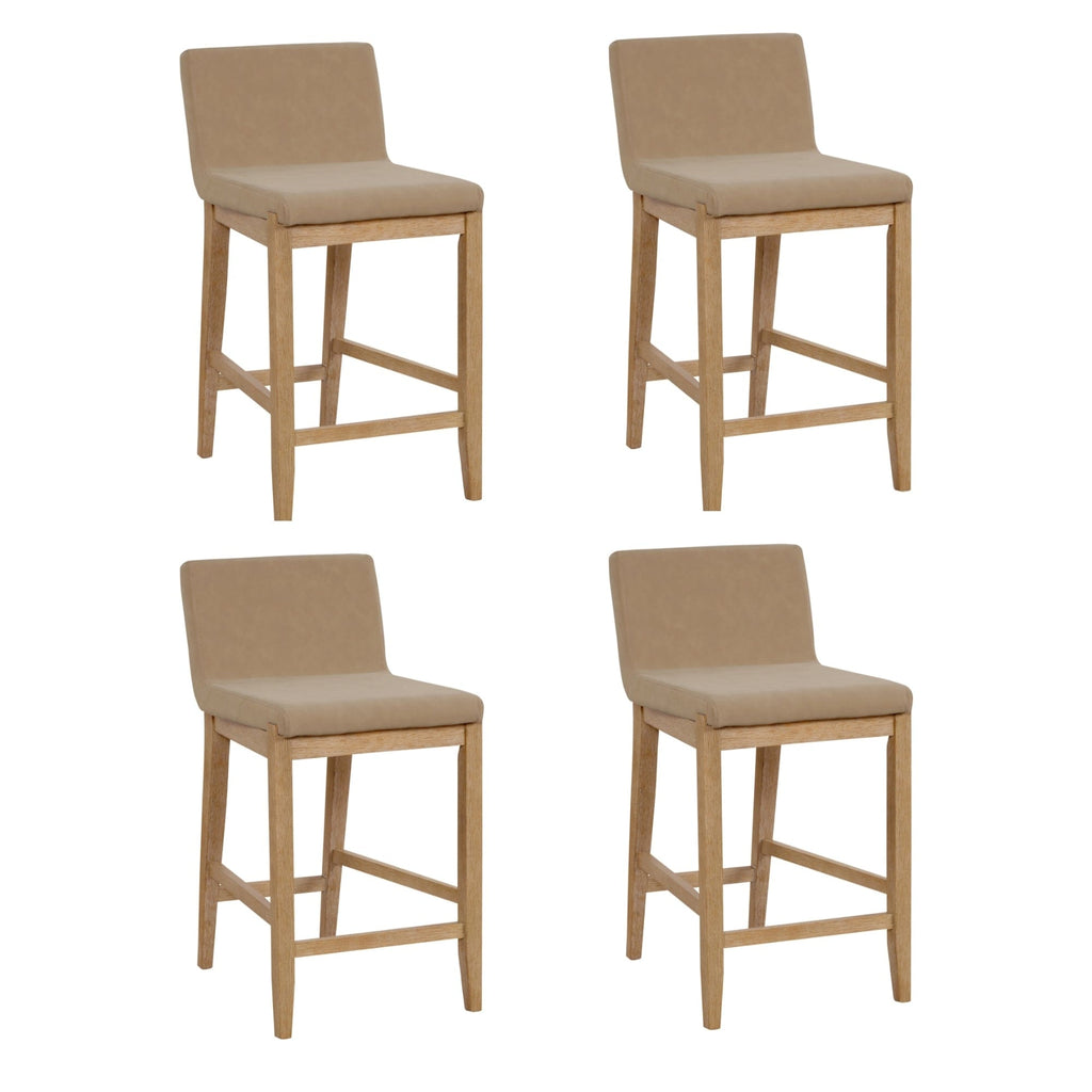 Gracie Modern Bar Stool, Boucle Upholstered Chair and Brushed Wooden Legs