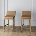 Gracie Modern Bar Stool, Boucle Upholstered Chair and Brushed Wooden Legs