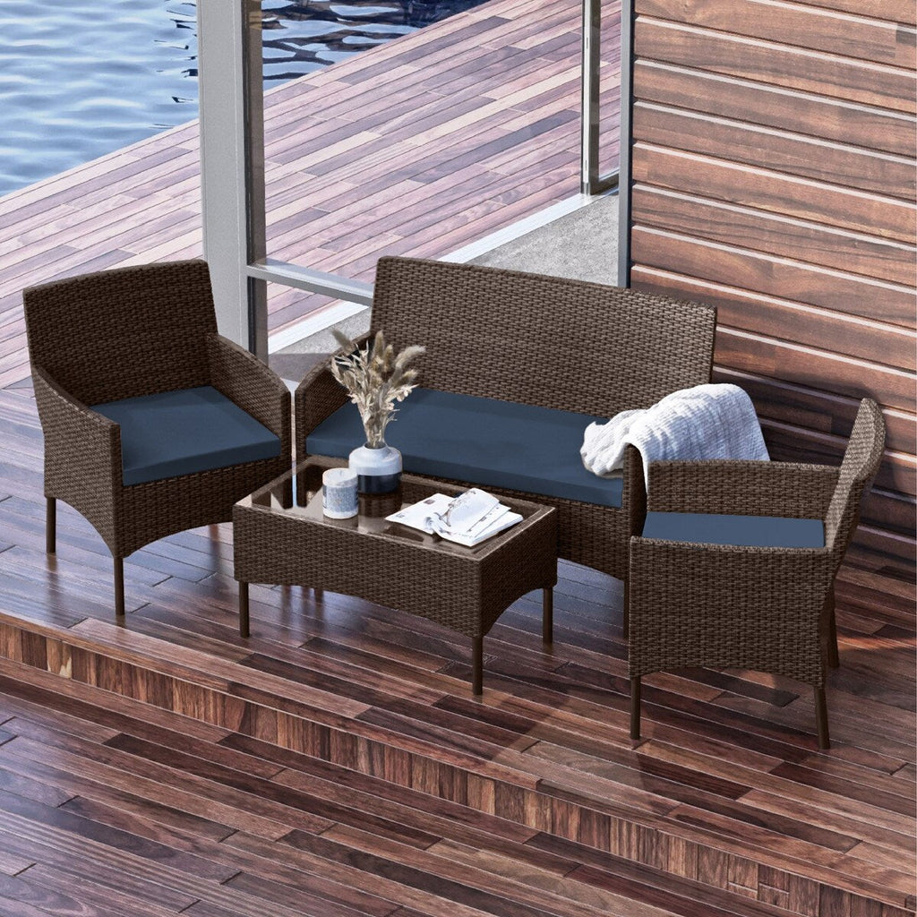 Nestl 4 Piece Wicker Patio Furniture Set - Outside Patio Conversation Set