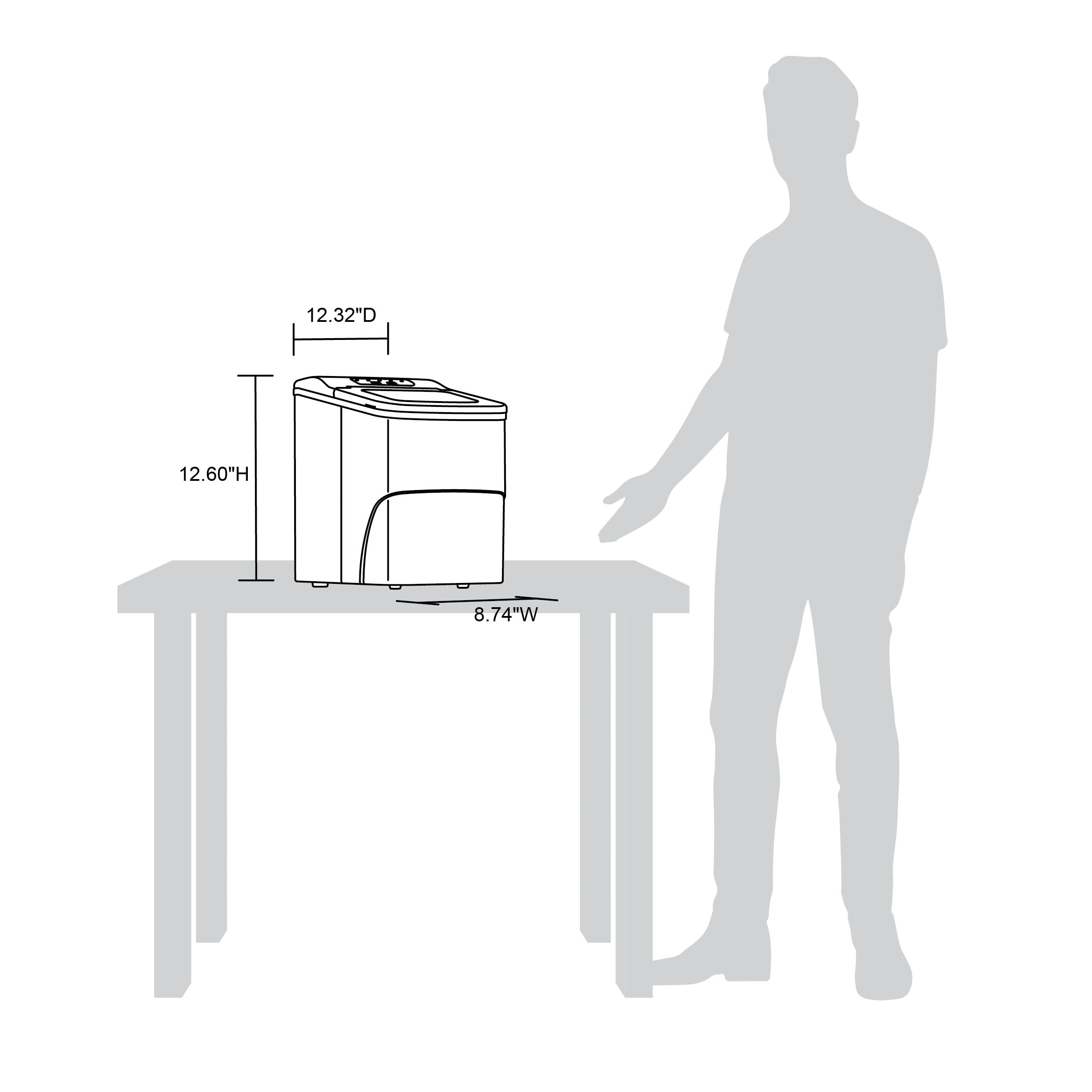 Newair 26 lbs. Countertop Ice Maker, Portable and Lightweight, Intuitive Control, Large or Small Ice Size, BPA Free Parts