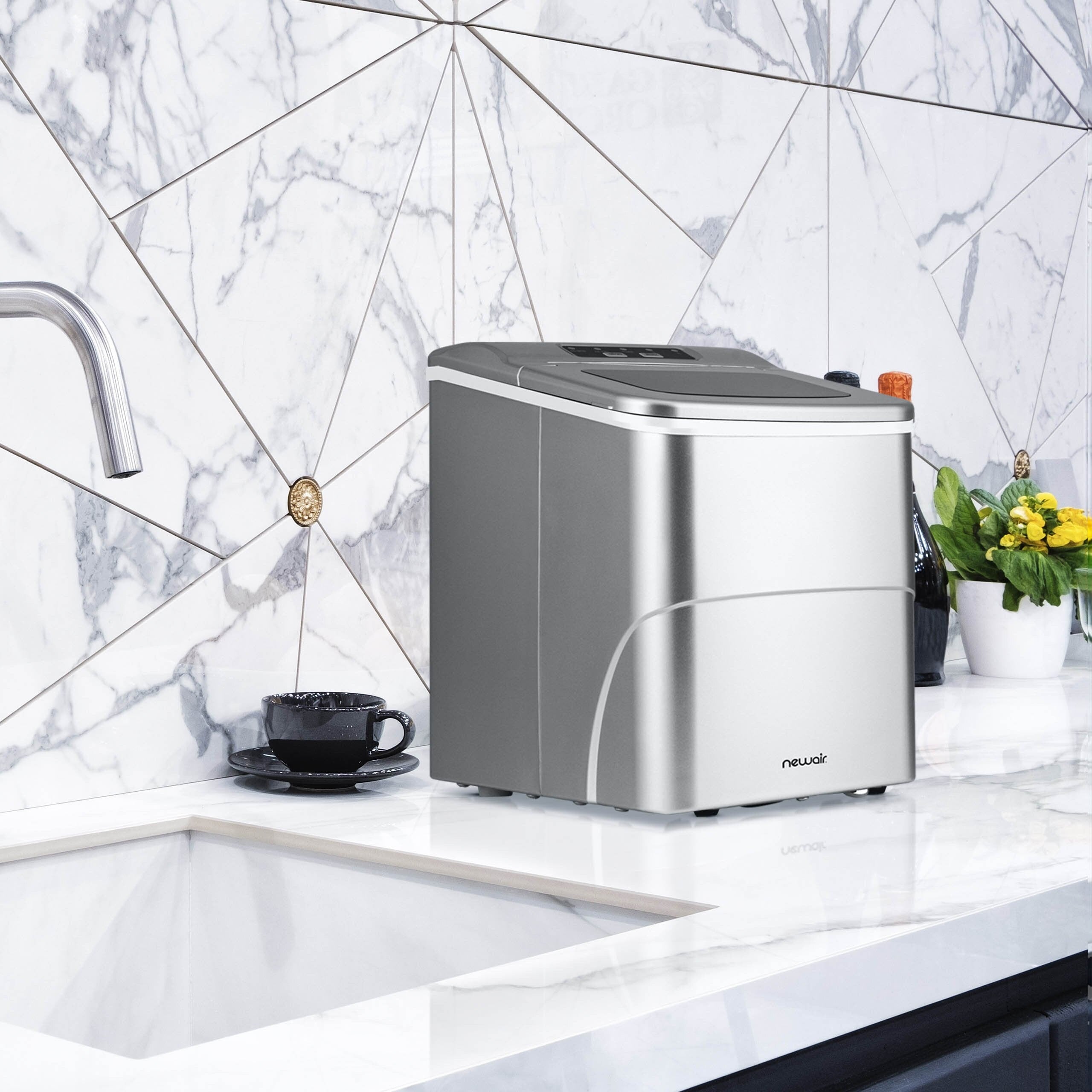 Newair 26 lbs. Countertop Ice Maker, Portable and Lightweight, Intuitive Control, Large or Small Ice Size, BPA Free Parts