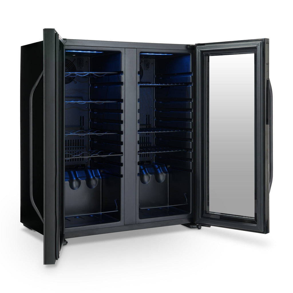 Newair Wine and Beverage Refrigerator, 18 Bottles & 59 Cans, Dual Temperature Zones, Freestanding, Digital Temperature Control