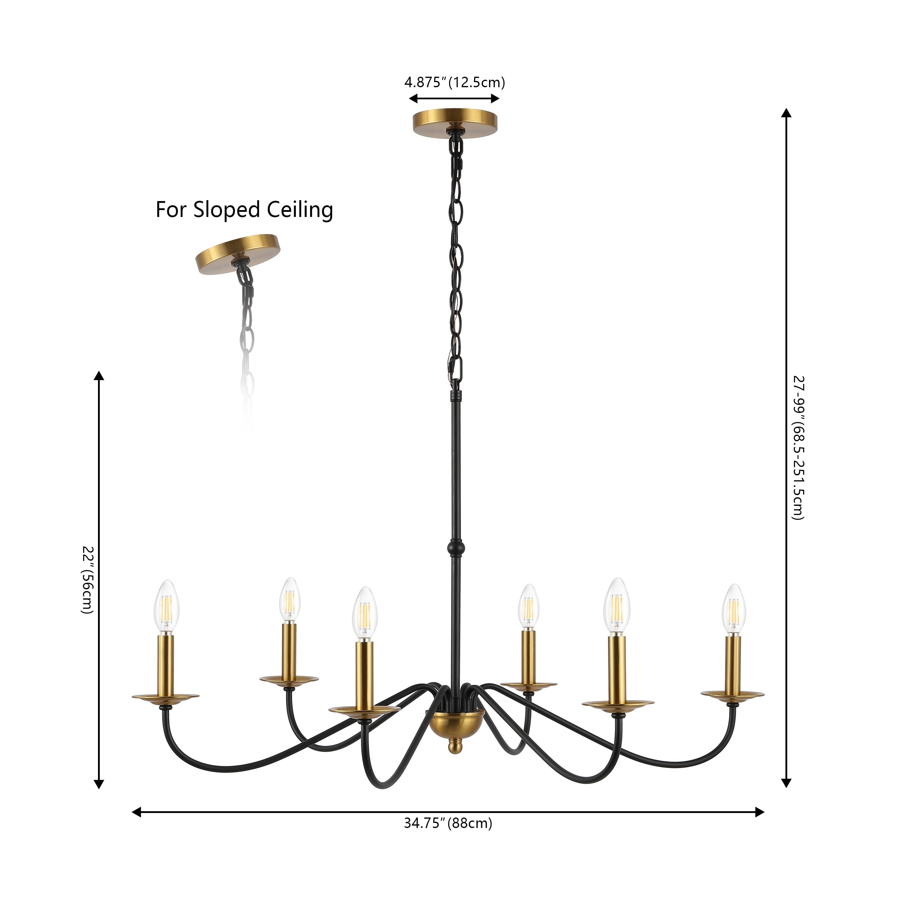 34.75 6-Light Iron LED Chandelier, by JONATHAN Y