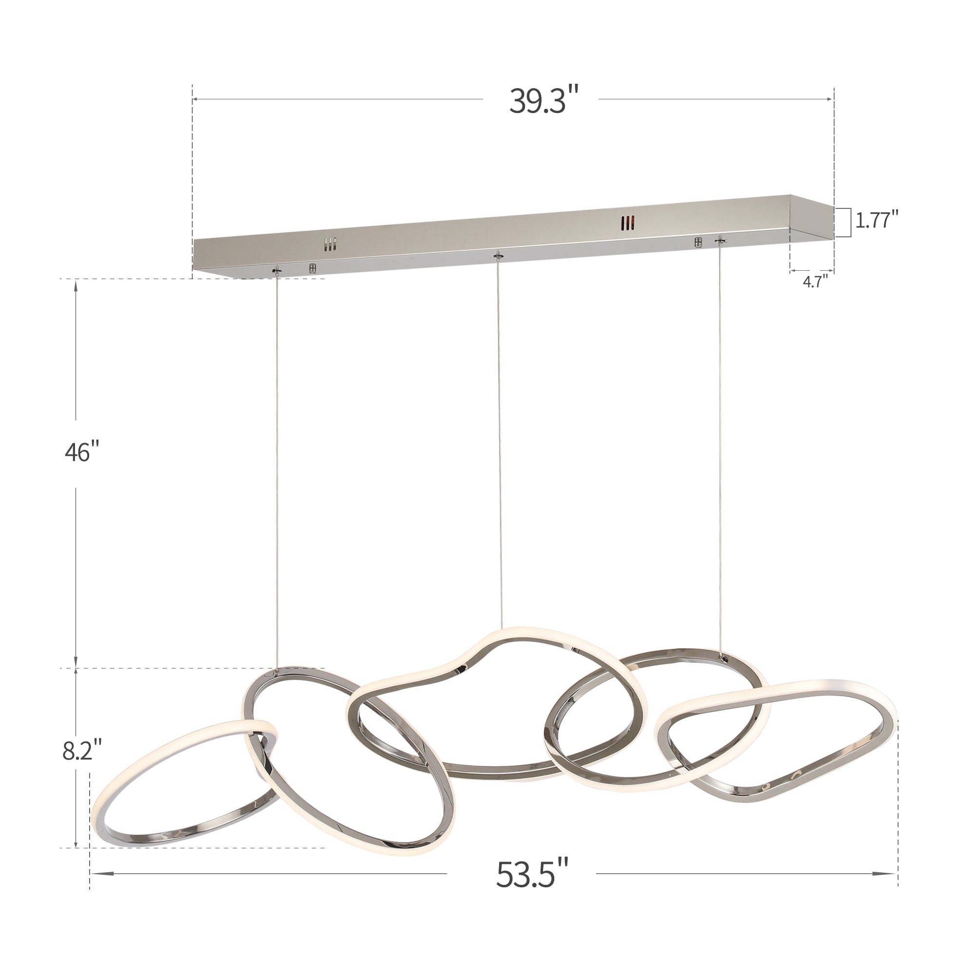 Nordic Luxury Interlocked Stainless Steel LED Chandelier Dining Room Ceiling Light