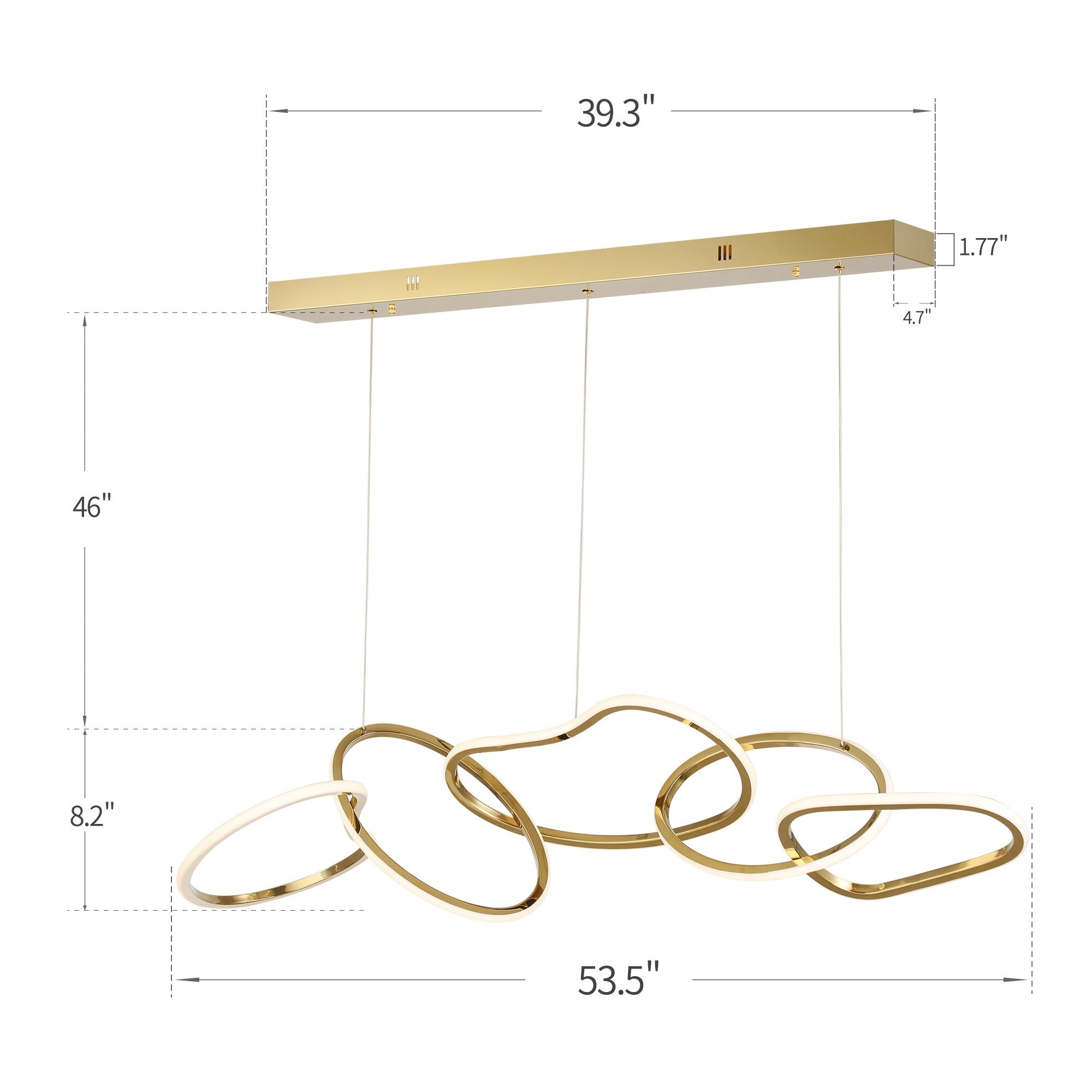 Nordic Luxury Interlocked Stainless Steel LED Chandelier Dining Room Ceiling Light