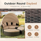 Nuon 4-Piece/5Piece Outdoor Patio Conversation Set Wicker Daybed Set with Canopy by Havenside Home