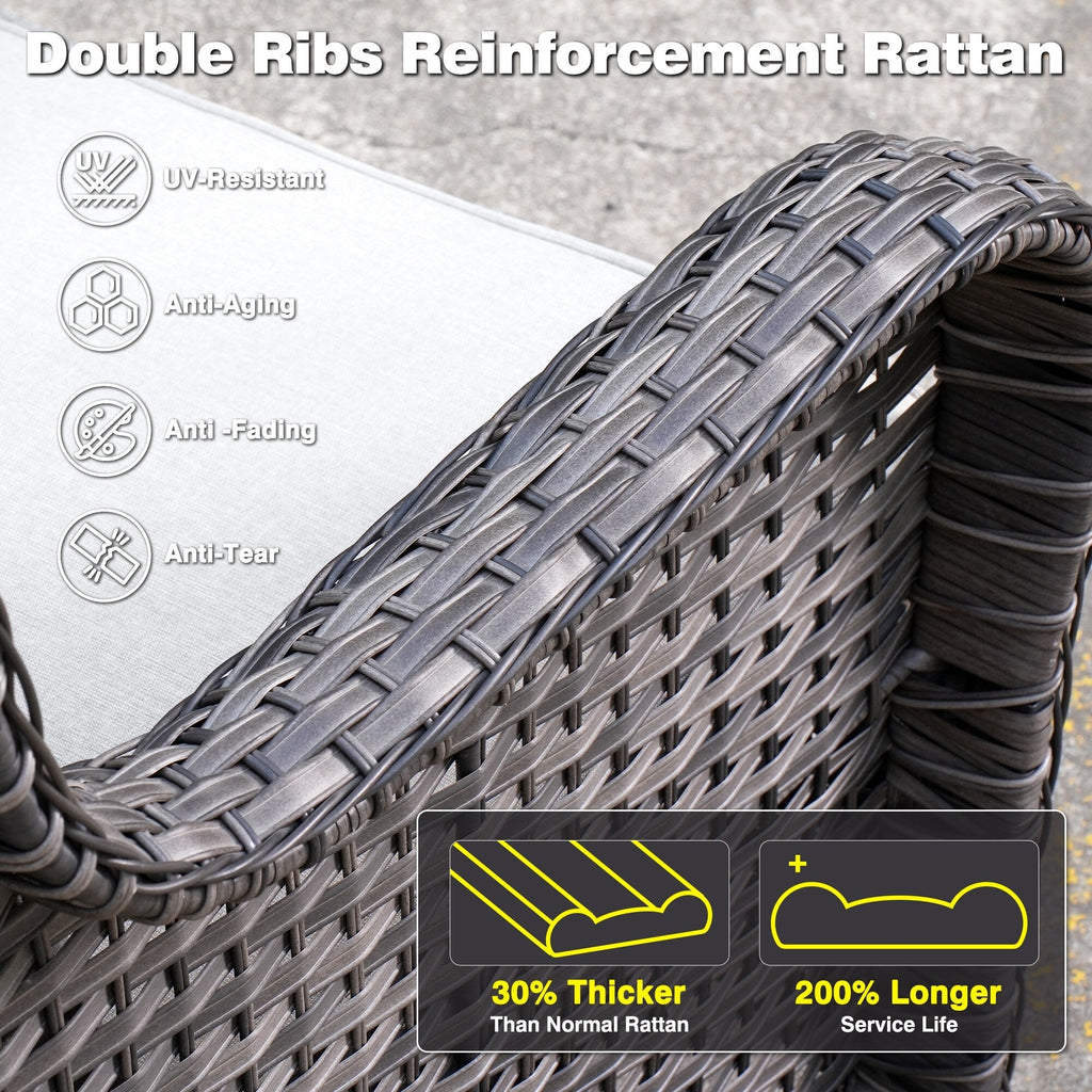 OVIOS 5-piece Patio Wicker High Back Conversation Set