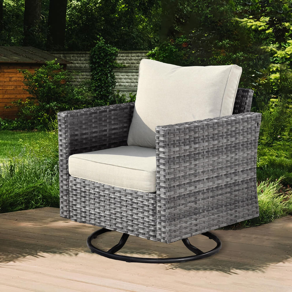 OVIOS Deep Seat Wicker 11-piece Sectional Set Swivel Chairs Fire Pit