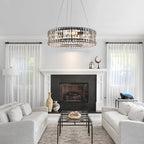 OYIPRO 6/8/12-Light Modern Round Crystal Chandelier Drum Shape Pendant Light for Kitchen Island