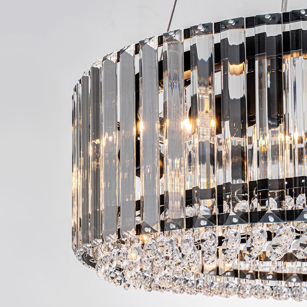OYIPRO 6/8/12-Light Modern Round Crystal Chandelier Drum Shape Pendant Light for Kitchen Island