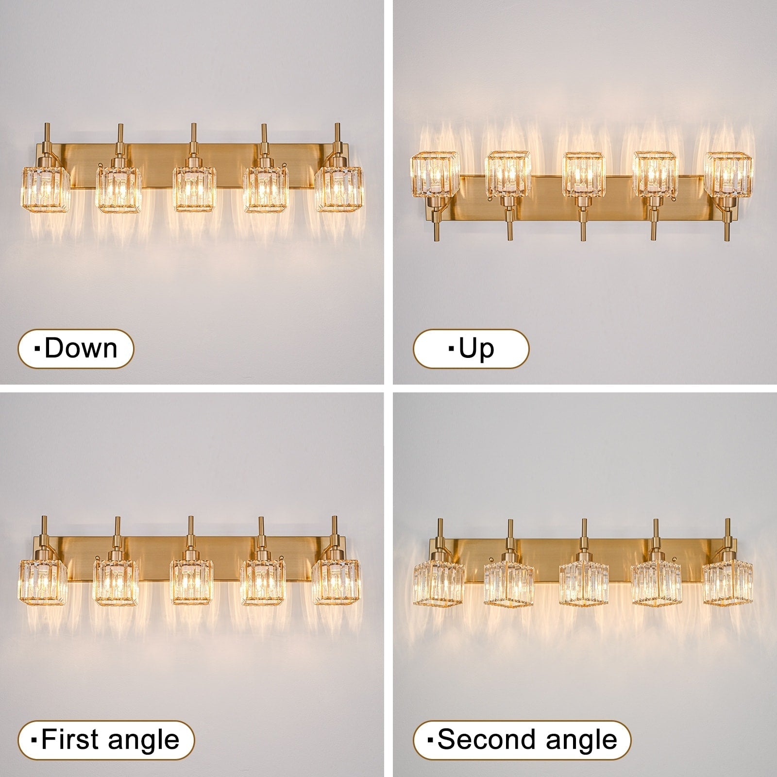 Ora Modern Dimmable Crystal Bathroom Light Fixtures Over Mirror Glam Vanity Lights