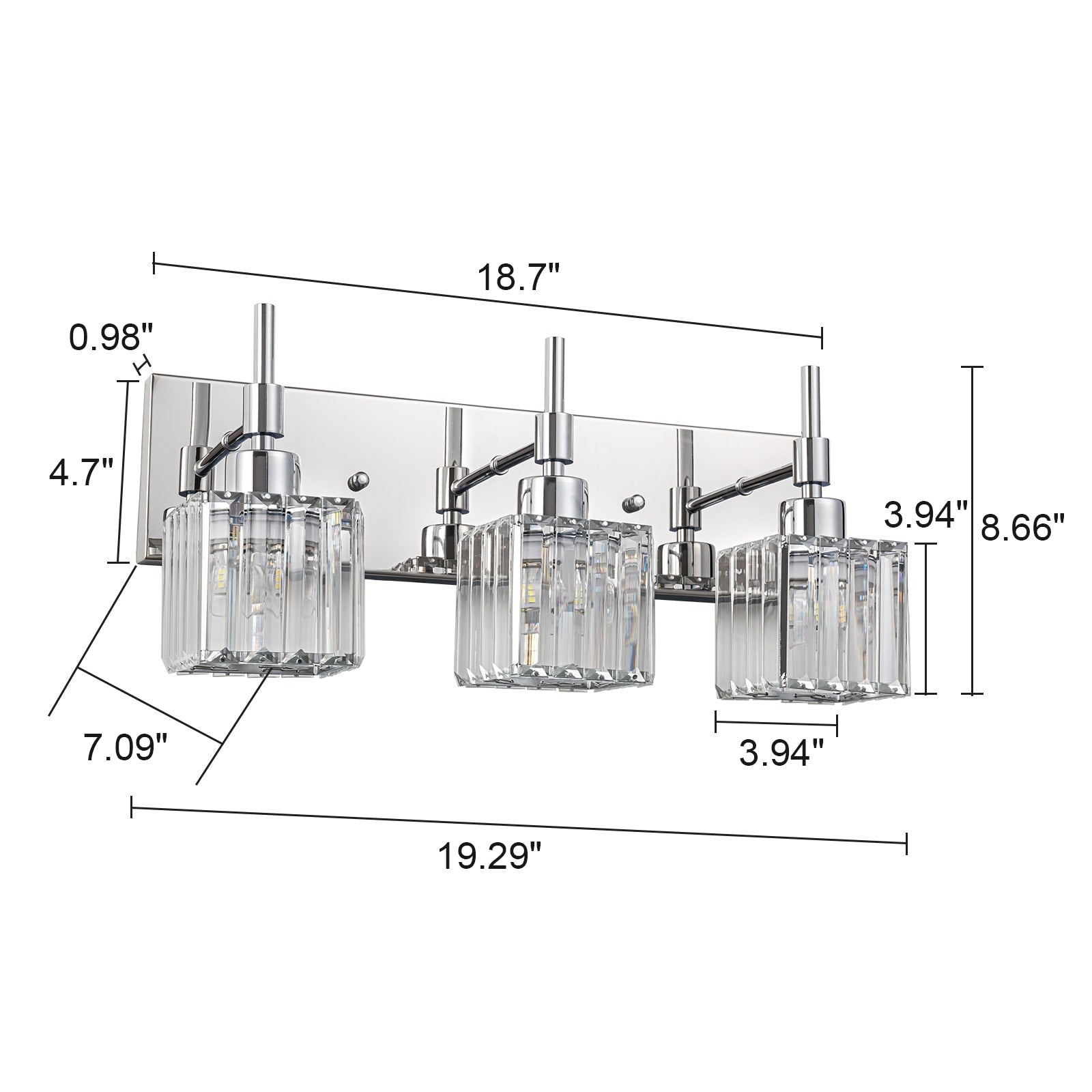 Ora Modern Dimmable Crystal Bathroom Light Fixtures Over Mirror Glam Vanity Lights