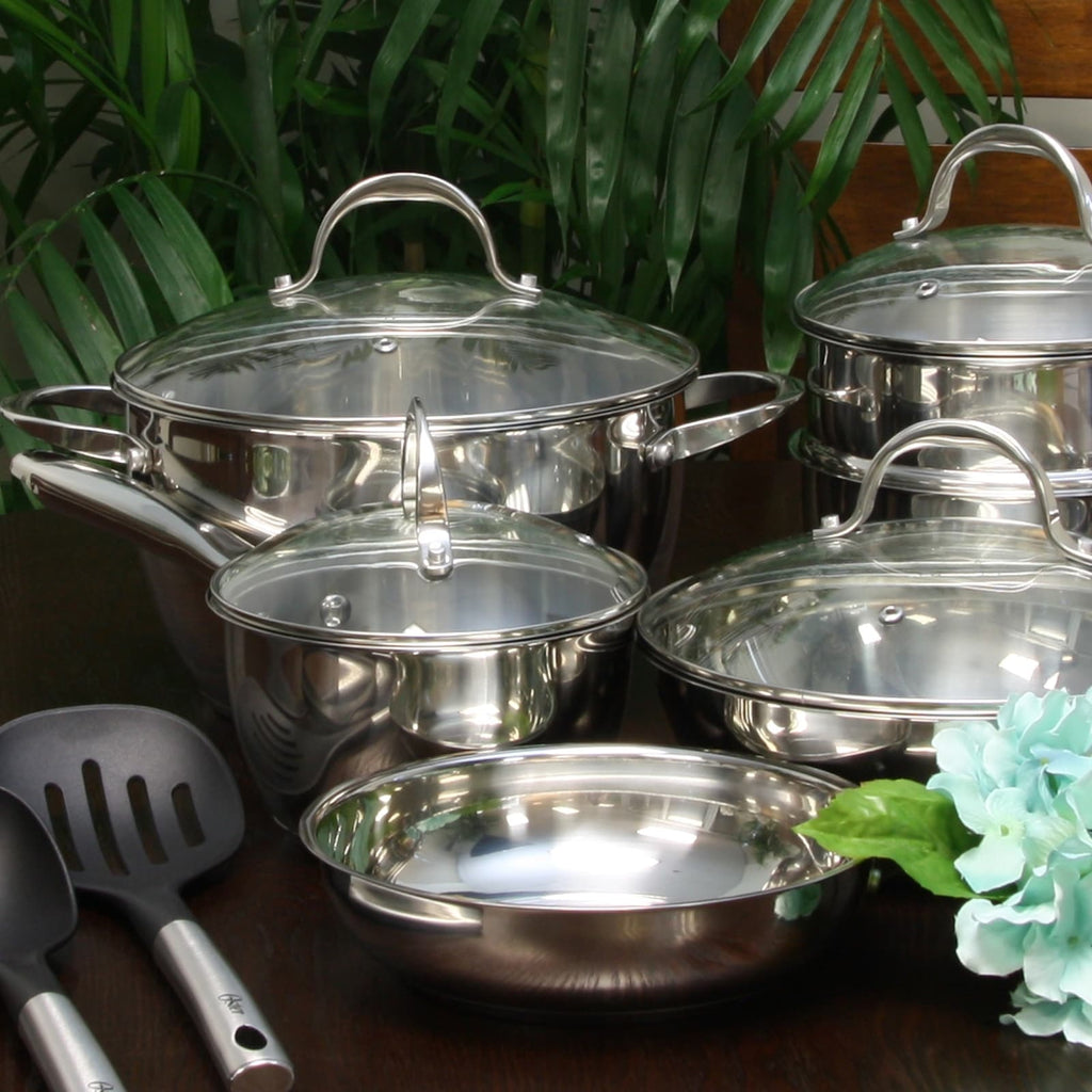 Oster Ridgewell 13 piece Stainless Steel Belly Shape Cookware Set