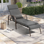 Outdoor Adjustable Patio Chaise Lounge Chair with Cushion Beach Poolside