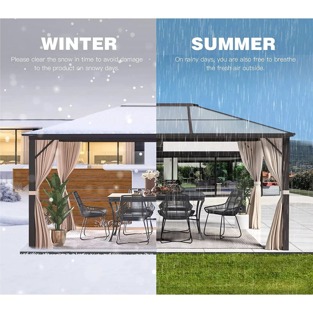 EROMMY Hardtop Gazebo,Outdoor Pergola with Double Roof & Netting & Curtains,Heavy Duty Canopy for Patio, Backyard, Pool party