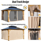 EROMMY Hardtop Gazebo,Outdoor Pergola with Double Roof & Netting & Curtains,Heavy Duty Canopy for Patio, Backyard, Pool party