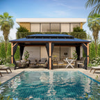 EROMMY Hardtop Gazebo,Outdoor Pergola with Double Roof & Netting & Curtains,Heavy Duty Canopy for Patio, Backyard, Pool party