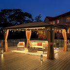 EROMMY Hardtop Gazebo,Outdoor Pergola with Double Roof & Netting & Curtains,Heavy Duty Canopy for Patio, Backyard, Pool party