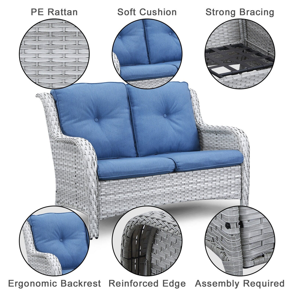 Gymojoy Outdoor Loveseat Wicker Sofa Set Rattan Sofa