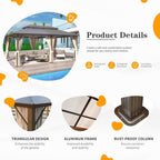 Hardtop Gazebo for Backyard – Permanent Pergola with Netting, Curtains & Double Roof, All-Weather Outdoor Shelter