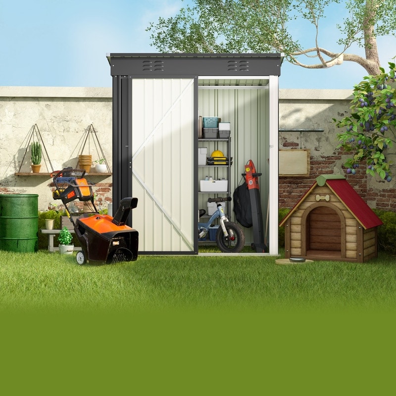 Outdoor Storage Metal Shed Garden Tool Shed with Lockable Door for Patio Furniture and Tools