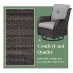 Gymojoy Outdoor Wicker Rocking Lounge Chairs with Swivel Base (Set of 2)