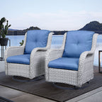 Gymojoy Outdoor Wicker Rocking Lounge Chairs with Swivel Base (Set of 2)