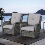 Gymojoy Outdoor Wicker Rocking Lounge Chairs with Swivel Base (Set of 2)