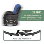 Gymojoy Outdoor Wicker Rocking Lounge Chairs with Swivel Base (Set of 2)