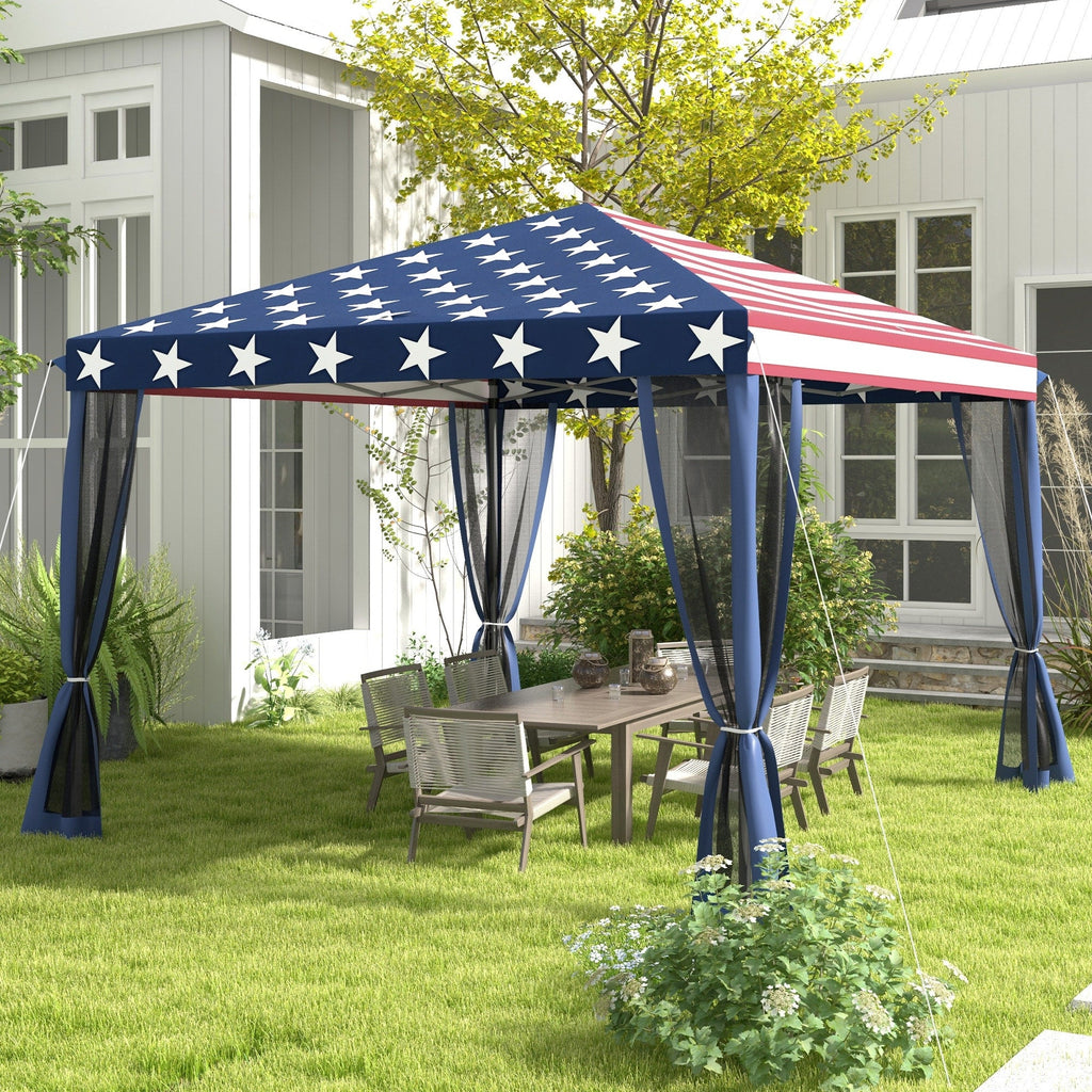 Outsunny 10' x 10' Heavy Duty Pop Up Canopy with Removable Mesh Sidewall Netting, Easy Setup Design, Outdoor Party Event