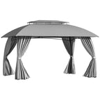 Outsunny 10' x 13' Patio Gazebo Outdoor Canopy Shelter with Sidewalls, Double Vented Roof, Steel Frame