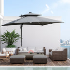 Outsunny 10ft Solar LED Patio Umbrella, Offset Hanging Umbrella with 360° Rotation, Cross Base, 8 Ribs, Tilt and Crank