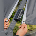 Outsunny 10ft Solar LED Patio Umbrella, Offset Hanging Umbrella with 360° Rotation, Cross Base, 8 Ribs, Tilt and Crank