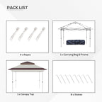 Outsunny 12' x 12' Pop Up Canopy Sun Shade Instant Tent Folding with Mesh Sidewall Netting, 3-Level Adjustable Height