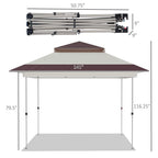 Outsunny 12' x 12' Pop Up Canopy Sun Shade Instant Tent Folding with Mesh Sidewall Netting, 3-Level Adjustable Height