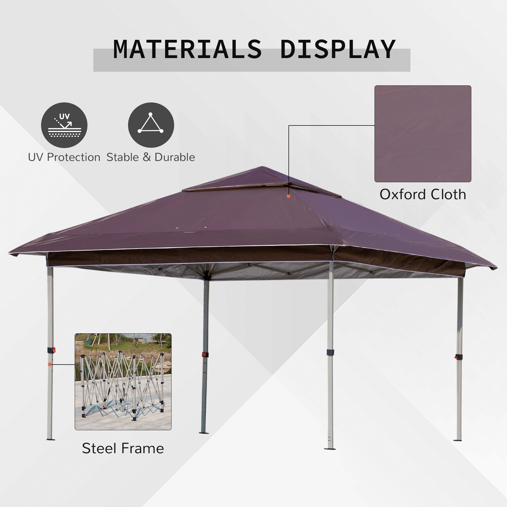Outsunny 12' x 12' Pop Up Canopy Sun Shade Instant Tent Folding with Mesh Sidewall Netting, 3-Level Adjustable Height